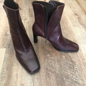 Jil Sander Squared Toe Ankle Boots Burgundy 37 6.5